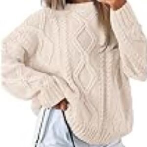 Cream Chunky Knit Crew Neck Sweater